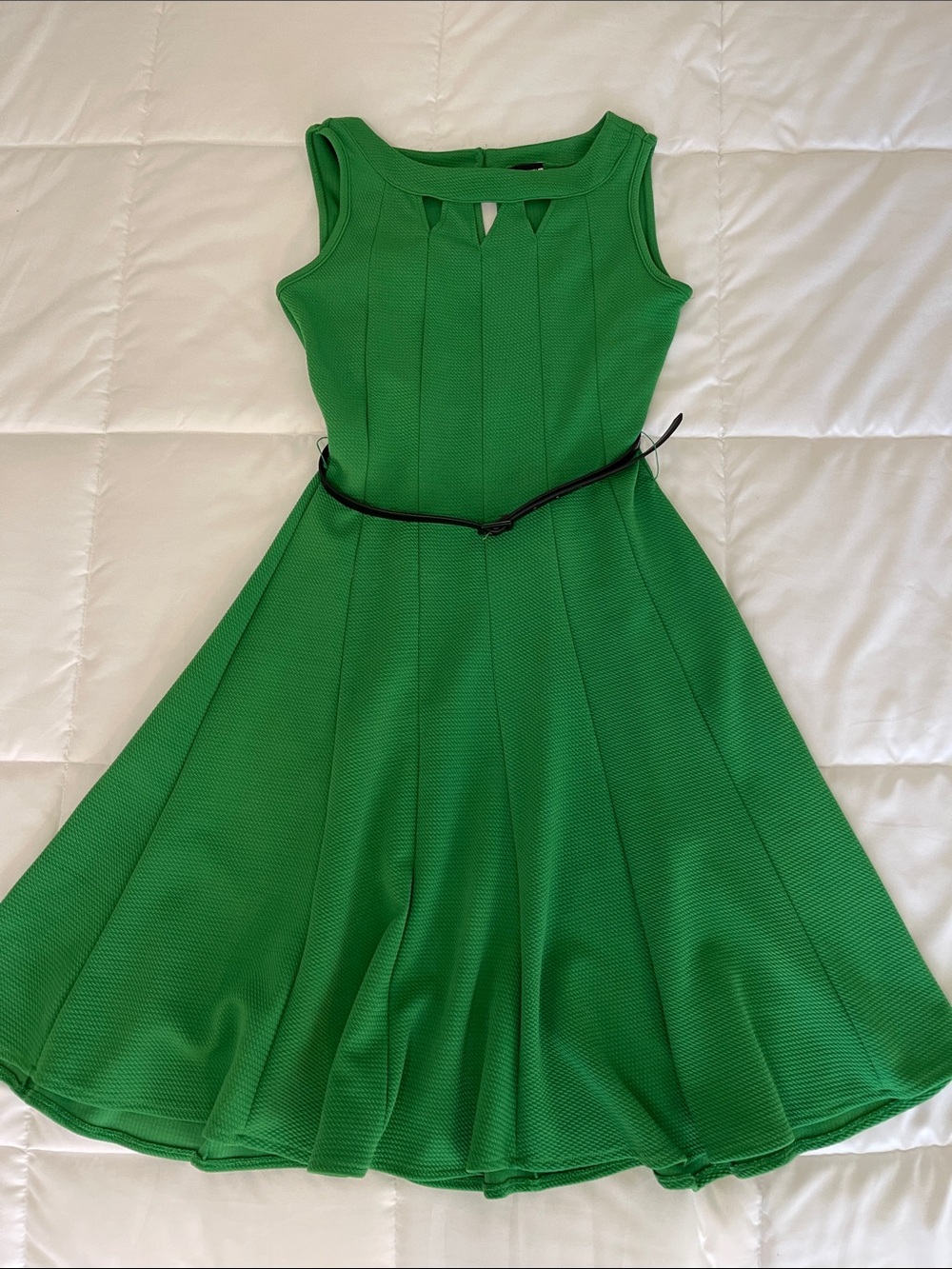 Haani Kelly Green Sleeveless Dress with Crew Neck